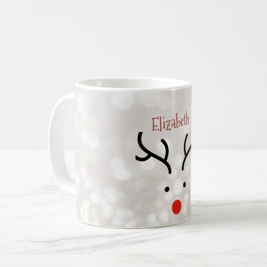 Schattig rendiergezicht, Bokeh Koffiemok (Voorkant links)