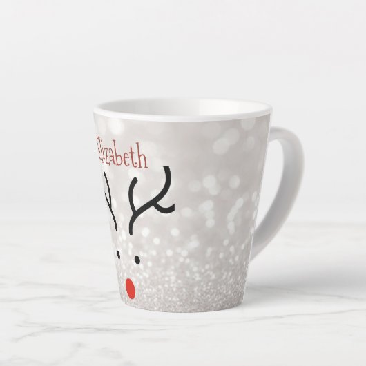 Schattig rendiergezicht, Bokeh Latte Mok (Rechterhoek)