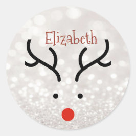 Schattig rendiergezicht, Bokeh Ronde Sticker