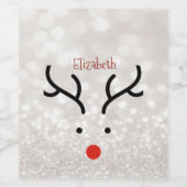 Schattig rendiergezicht, Bokeh Wijn Etiket (Enkel label)