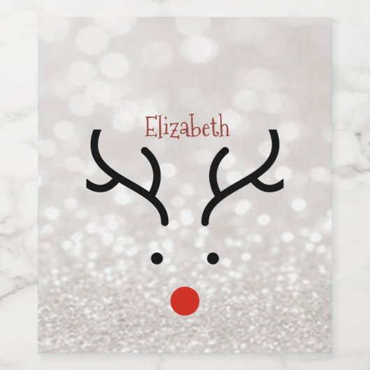 Schattig rendiergezicht, Bokeh Wijn Etiket (Enkel label)