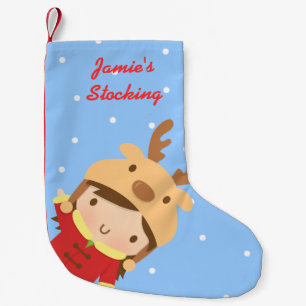 Schattig rendiermeisje Kerstmis voor kinderen Kleine Kerstsok