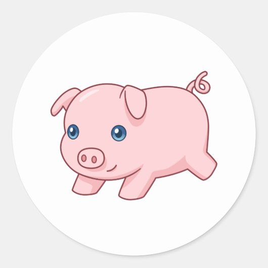 Schattig Rennend Biggetje Varken Ronde Sticker (Voorkant)