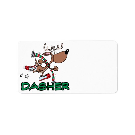 schattig rennend rendier DASHER cartoon Etiket (Voorkant)