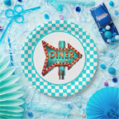 Schattig restaurant retro feestje papieren bordje (Feest)
