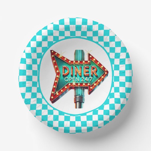 Schattig restaurant retro feestje papieren kommen (Voorkant)