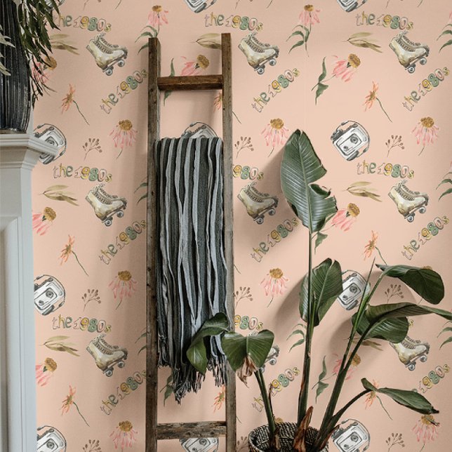 Schattig Retro 80s Bloemmotief Behang (Creator heeft geüpload)
