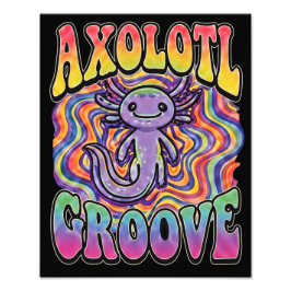 Schattig Retro Axolotl Groove het leven is goed re Foto Afdruk