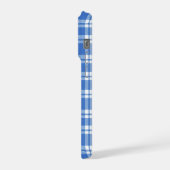 Schattig Retro Blau Gingham Gestreepte Esthetische iPhone Hoesje (Linkerkant)