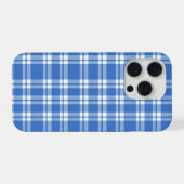 Schattig Retro Blau Gingham Gestreepte Esthetische iPhone Hoesje (Achterkant horizontaal)