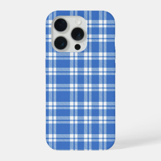 Schattig Retro Blau Gingham Gestreepte Esthetische iPhone 15 Pro Case