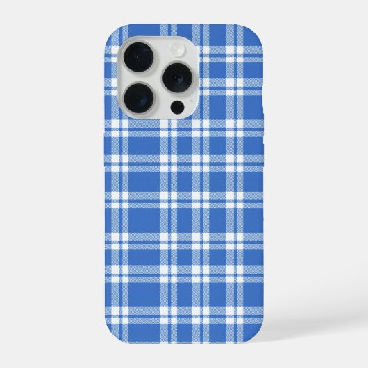 Schattig Retro Blau Gingham Gestreepte Esthetische iPhone Hoesje (Achterkant)