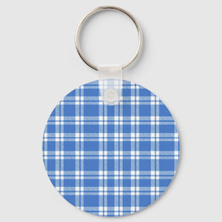 Schattig Retro Blau Gingham Gestreepte Patroon Sleutelhanger