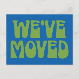 Schattig Retro Blauw Minimalistisch Verhuisd Nieuw Briefkaart
