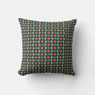 Schattig Retro Bloem Patroon Kerst Roze Groen Kussen
