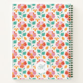 Schattig Retro Bloemmotief Monogram Notitieboek (Achterkant)