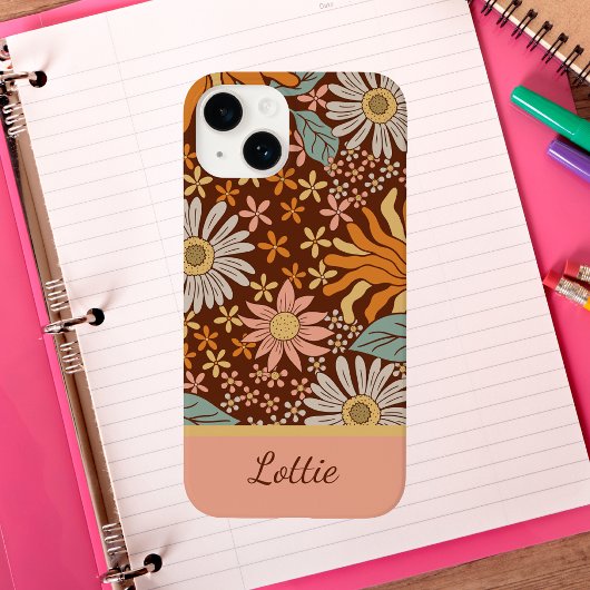 Schattig Retro Boho Bloem Meisjesachtig Case-Mate iPhone Case