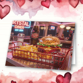 Schattig Retro Diner Gelukkige Valentijnsdag  Kaart