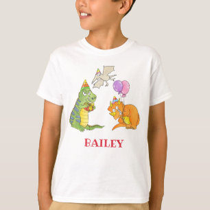 Schattig Retro Dinosaurus Thema Feestje Kind T-shirt