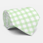 Schattig Retro Groen Gingham Plaid patroon Stropdas (Opgerold)