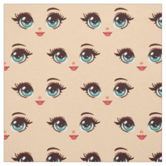 schattig retro grote blauwe meisjes cartoon pop ge stof