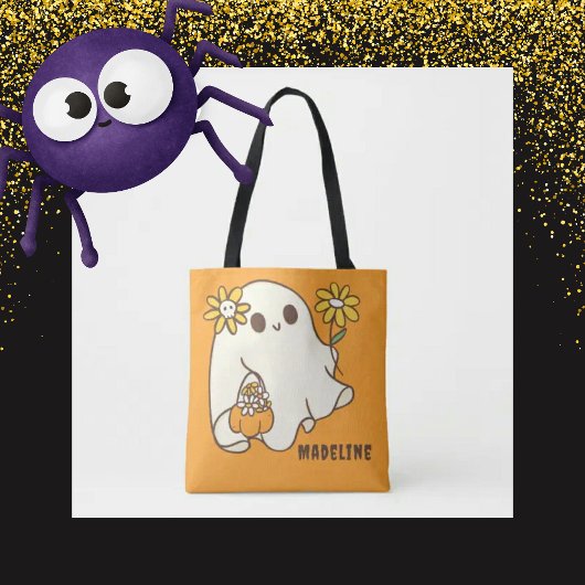 Schattig Retro Halloween Geest Tote Bag