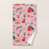 Schattig retro kattenpatroon Kerstmis Bad Handdoek (Handdoek)