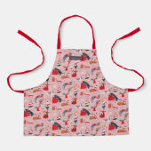 schattig retro kattenpatroon roze kerstSchort Schort (Voorkant)