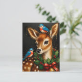 Schattig Retro Kerst Ree Briefkaart (Staand voorkant)