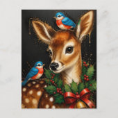 Schattig Retro Kerst Ree Briefkaart (Voorkant)