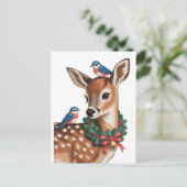 Schattig Retro Kerst Ree Briefkaart (Staand voorkant)
