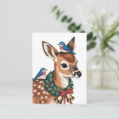 Schattig Retro Kerst Ree Briefkaart (Staand voorkant)