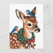 Schattig Retro Kerst Ree Briefkaart (Voorkant)