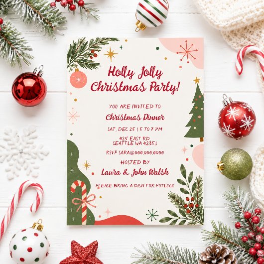 Schattig Retro Kerstfeest Kaart