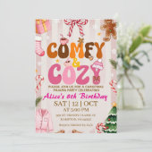 Schattig Retro Kerstmis Pyjama Feest Meisje Kaart (Staand voorkant)