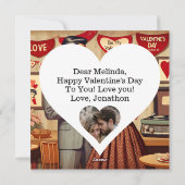 Schattig Retro Koppel Valentijnsdag Persoonlijk Feestdagenkaart (Achterkant)