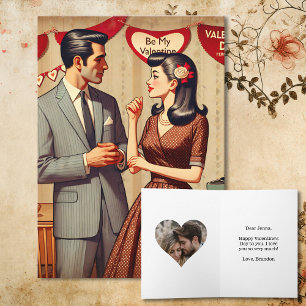 Schattig Retro Koppel Valentijnsdag Persoonlijk Kaart