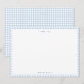 Schattig Retro Lichtblauw Gingham Gepersonaliseerd Bedankkaart (Voorkant / Achterkant)