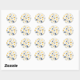 Schattig Retro Madeliefjes Bloemmotief Klassieke R Ronde Sticker