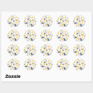 Schattig Retro Madeliefjes Bloemmotief Klassieke R Ronde Sticker