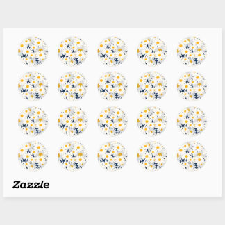Schattig Retro Madeliefjes Bloemmotief Klassieke R Ronde Sticker
