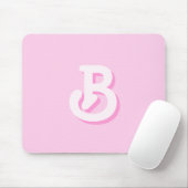 Schattig Retro Monogram Roze Muismat (Met muis)