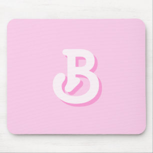 Schattig Retro Monogram Roze Muismat