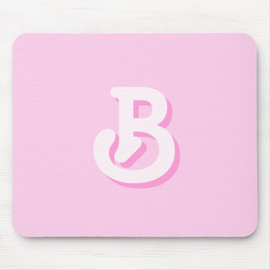 Schattig Retro Monogram Roze Muismat (Voorkant)