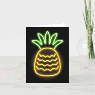 Schattig Retro Neon Ananas Voor Hawaiaanse Strande Kaart