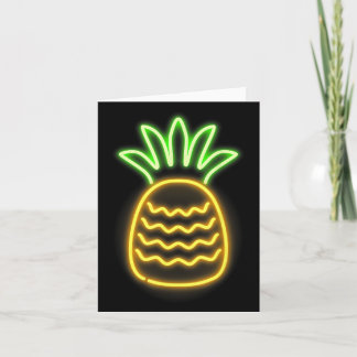 Schattig Retro Neon Ananas Voor Hawaiaanse Strande Kaart