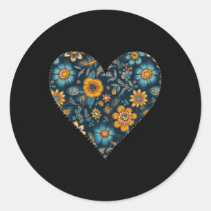 Schattig Retro Oekraïense Stijl Bloemmotief Oekraï Ronde Sticker