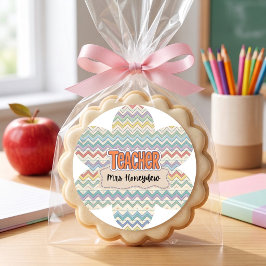Schattig Retro Onderscheidingspatroon voor Lerare Ronde Sticker