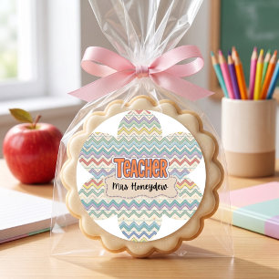  Schattig Retro Onderscheidingspatroon voor Lerare Ronde Sticker