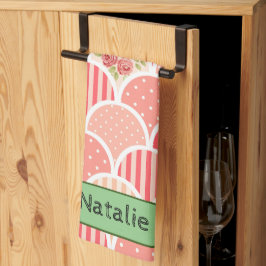 Schattig retro patroon in roze l monogrammen theedoek